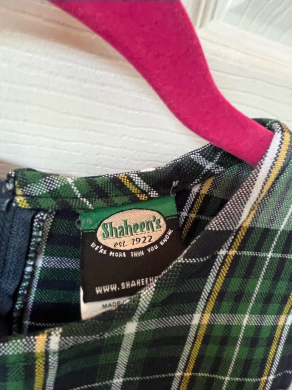 Girls Green Plaid Sleeveless School Dress